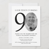 90th Elegant Black and White Photo Birthday 招待状 (正面)