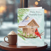 90th Happy Birthday Birds at Birdhouse カード