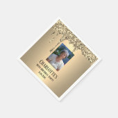 90th Ninety Elegant Birthday Party Gold スタンダードカクテルナプキン (角)