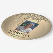 90th Ninety Elegant Birthday Party Gold ペーパープレート (アングル)