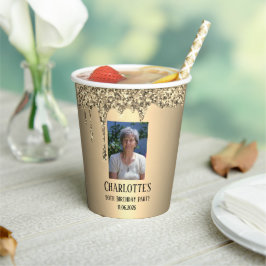 90th Ninety Elegant Birthday Party Gold 紙コップ