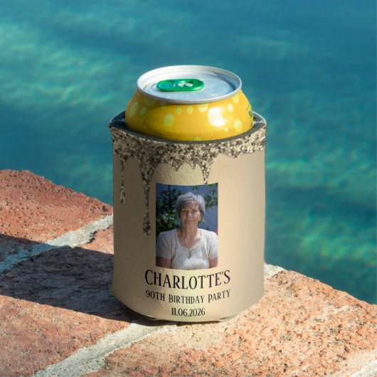 90th Ninety Elegant Birthday Party Gold 缶クーラー (インサイチュ プール)