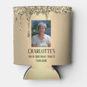 90th Ninety Elegant Birthday Party Gold 缶クーラー (正面)