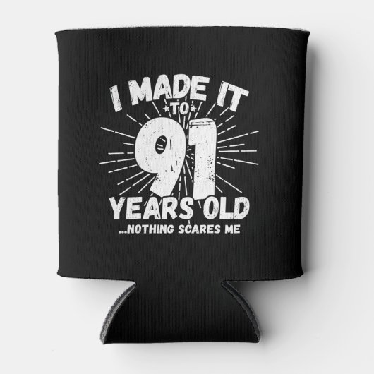 91おもしろい誕生日引用文皮肉91歳 缶クーラー (正面)