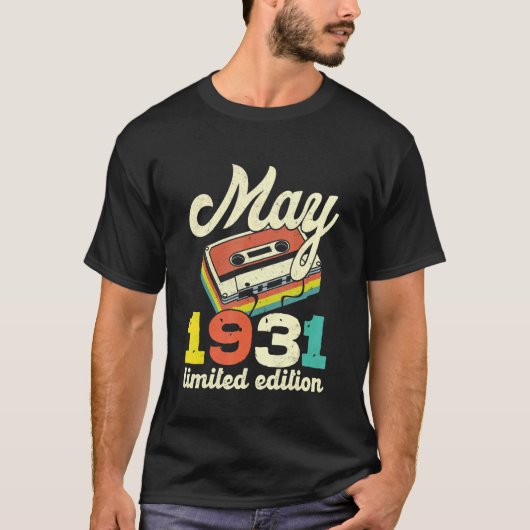 91台目誕生日1931年5月ヴィンテージカセット Tシャツ (正面)