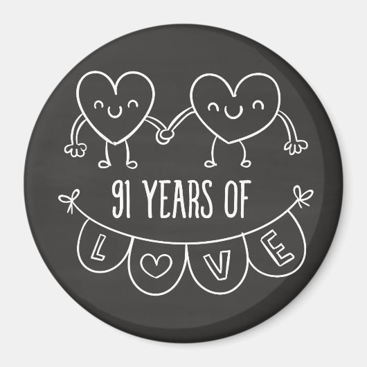 91周年記念ギフトチョークハート マグネット (正面)