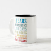 91年1092ヶ月が誕生日ギフト素晴らしである ツートーンマグカップ (正面左)