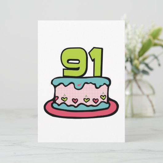 91歳お誕生日ケーキ カード (スタンド正面)