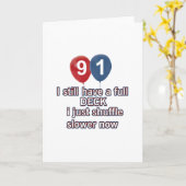 91歳のおもしろい誕生日デザイン カード (黄色い花)