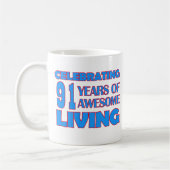 91歳の誕生日のデザイン コーヒーマグカップ (左)