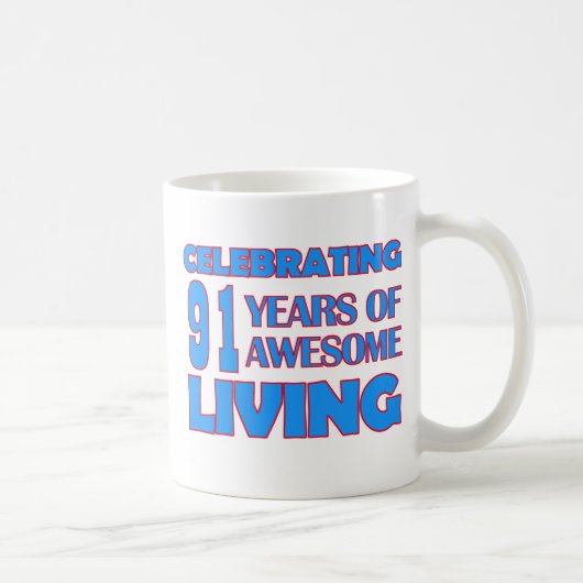 91歳の誕生日のデザイン コーヒーマグカップ (右)