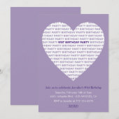 91歳の誕生日招待状 タイポグラフィー xoxo 招待状 (正面/裏面)