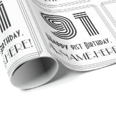 91歳の誕生日: アートデコ調のスタイル「91」+ お名前 ラッピングペーパー (ロールコーナー)