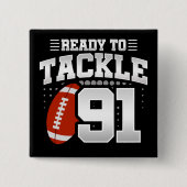 91歳タックルサッカーパーティー91誕生日 缶バッジ (正面)