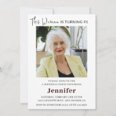 91歳モダンの誕生日招待状の写真 招待状 (正面)