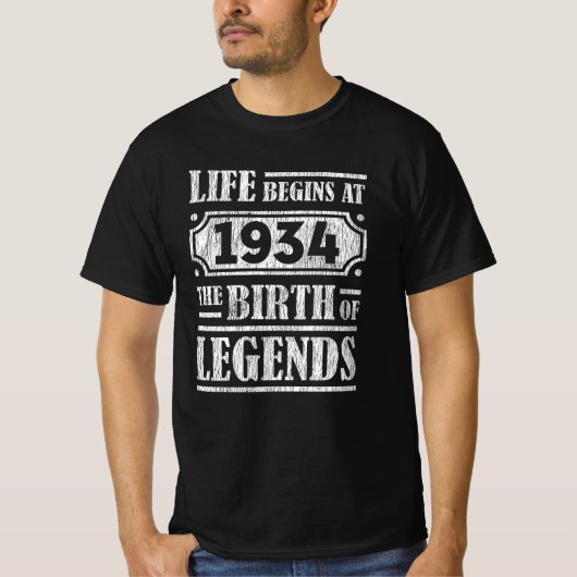 91歳1934年誕生・オブ・レジェンド91誕生日 Tシャツ (正面)