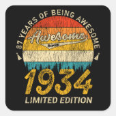 91歳1934年91位素晴らし誕生日ギフト スクエアシール (正面)