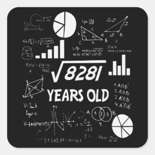91歳Bday数学先生91番目の誕生日ギフト スクエアシール