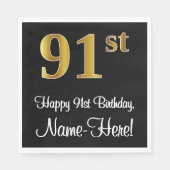 91番目の誕生日エレガント~豪華フェイクな金ゴールドルック# スタンダードランチョンナプキン (正面)