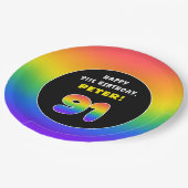 91番目の誕生日カラフル: Rainbow # 91,名前をカスタムする ペーパープレート (アングル)