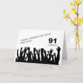 91番目の誕生日カードと歓声の群衆。 カード (黄色い花)
