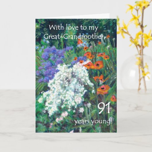 91番目の誕生日カード素晴らし – 祖母 – ガーデン カード (黄色い花)