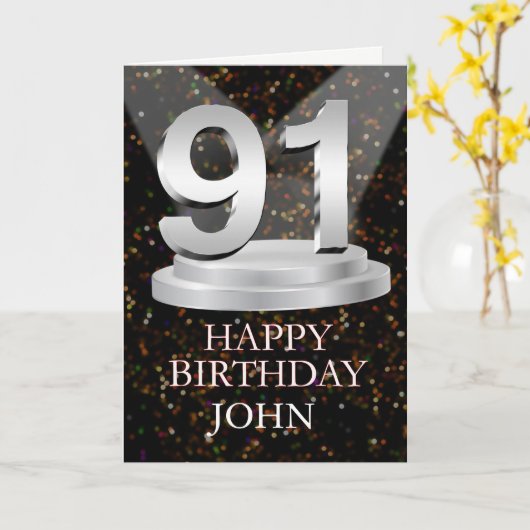 91番目の誕生日スポットライト名刺追加 カード (黄色い花)