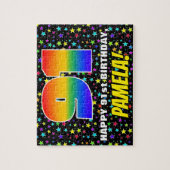 91番目の誕生日:おもしろい、カラフル星野パターン ジグソーパズル (縦)