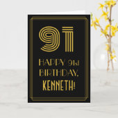 91番目の誕生日:インスパイアアールデコの外観「91」 & Name カード (黄色い花)