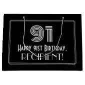 91番目の誕生日:インスパイアアールデコの「91」の外観と名前 ラージペーパーバッグ (正面)