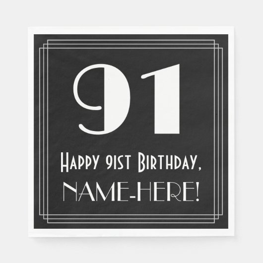 91番目の誕生日~インスパイアアールデコルック"91",名前 スタンダードランチョンナプキン (正面)