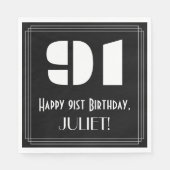 91番目の誕生日:インスパイアアールデコ検索"91" +名前 スタンダードランチョンナプキン (正面)