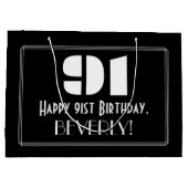 91番目の誕生日～インスパイアアールデコ見る"91" +名前 ラージペーパーバッグ (裏面)