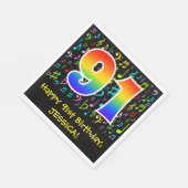 91番目の誕生日-カラフル音楽シンボル, Rainbow 91 スタンダードランチョンナプキン (角)