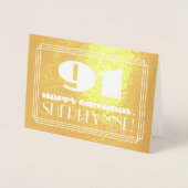 91番目の誕生日：名前+アールデコのインスパイア外観"91" 箔カード (正面)