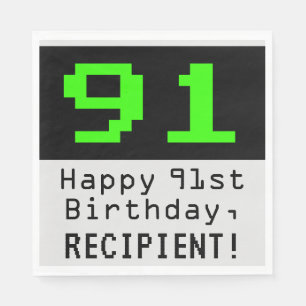 91番目の誕生日- Nerdy / オタク系のスタイル「91」と名前 スタンダードランチョンナプキン
