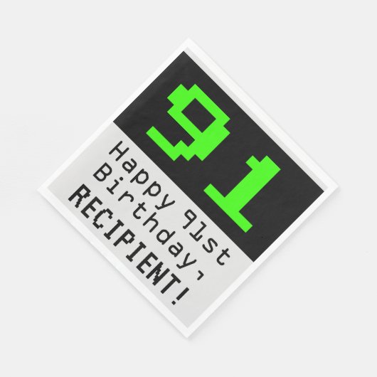 91番目の誕生日- Nerdy / オタク系のスタイル「91」と名前 スタンダードランチョンナプキン (角)