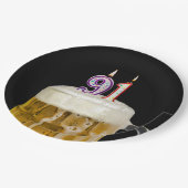 91誕生日ビールオンブラック紙プレート ペーパープレート (アングル)