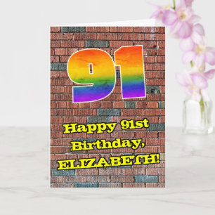 91誕生日:おもしろいグラフィティインスパイアレインボー91 カード