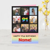 91誕生日:おもしろいレインボー#,カスタム写真+名前 カード (黄色い花)