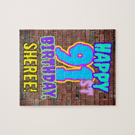 91誕生日~おもしろい、アーバングラフィティインスパイアルック ジグソーパズル (横)