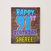 91誕生日～おもしろい、アーバングラフィティインスパイアルック ジグソーパズル (縦)