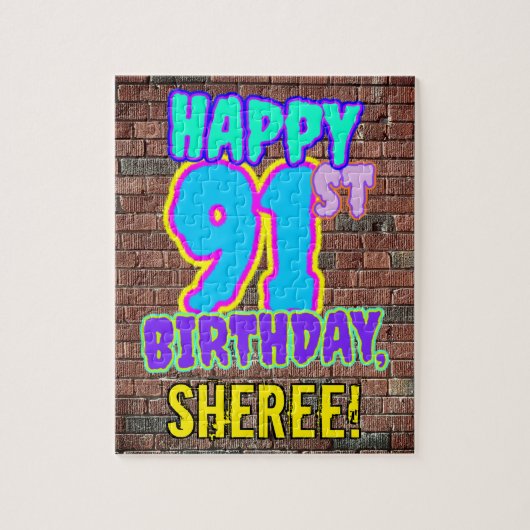 91誕生日~おもしろい、アーバングラフィティインスパイアルック ジグソーパズル (縦)