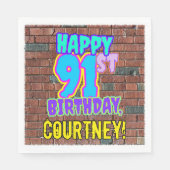 91誕生日～おもしろい、アーバングラフィティインスパイアルック スタンダードランチョンナプキン (正面)