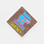 91誕生日~おもしろい、アーバングラフィティインスパイアルック スタンダードランチョンナプキン (角)