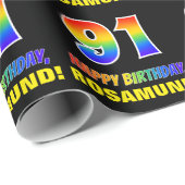 91誕生日:はっきりした,おもしろい,シンプル虹, 91 ラッピングペーパー (ロールコーナー)