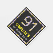 91誕生日:フローラ花数、名前をカスタムする スタンダードランチョンナプキン (角)