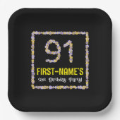 91誕生日:フローラ花数、名前をカスタムする ペーパープレート (正面)
