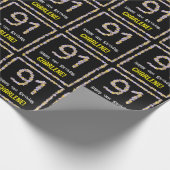 91誕生日:フローラ花数、名前をカスタムする ラッピングペーパー (角)