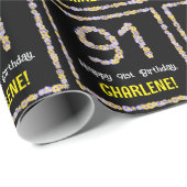 91誕生日:フローラ花数、名前をカスタムする ラッピングペーパー (ロールコーナー)